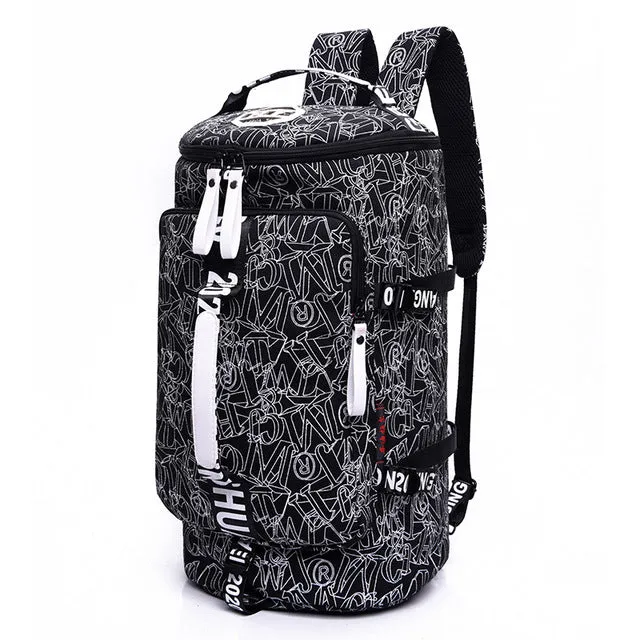 2018 Multifunctional Canvas Portable Sports Gym Backpack Shoulder Bag  Men And Women Yoga Package Cylinder Package Gym Bag