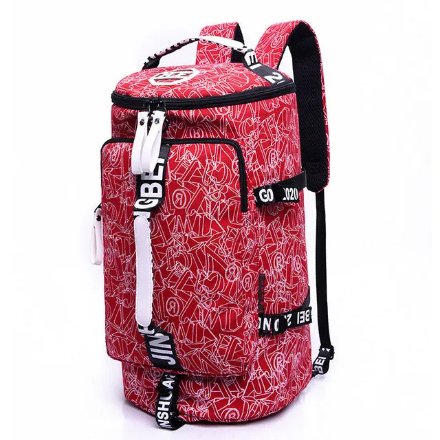 2018 Multifunctional Canvas Portable Sports Gym Backpack Shoulder Bag  Men And Women Yoga Package Cylinder Package Gym Bag