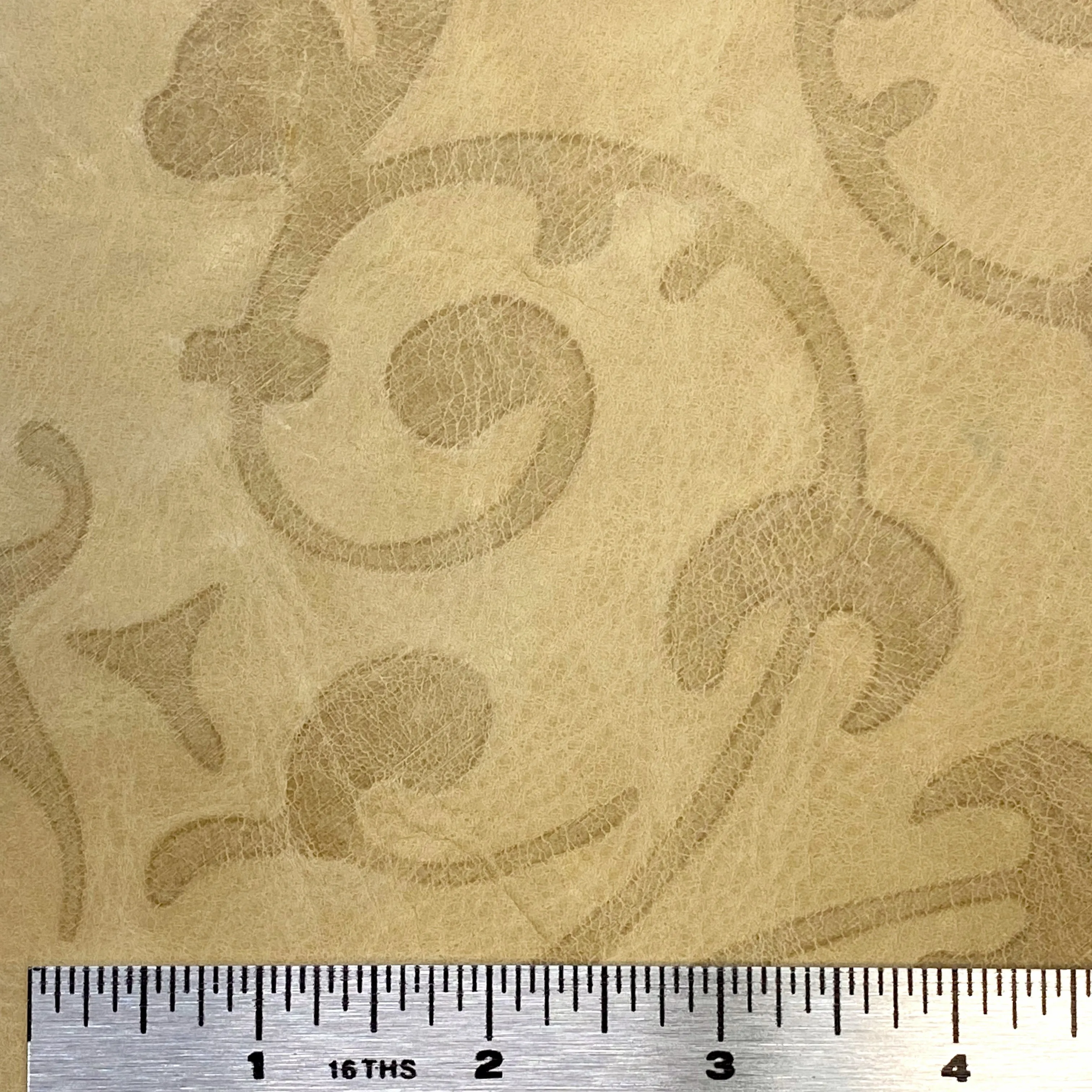 3oz (1.5mm) Tan Leaf Vine Embossed Cow Leather (per square foot)