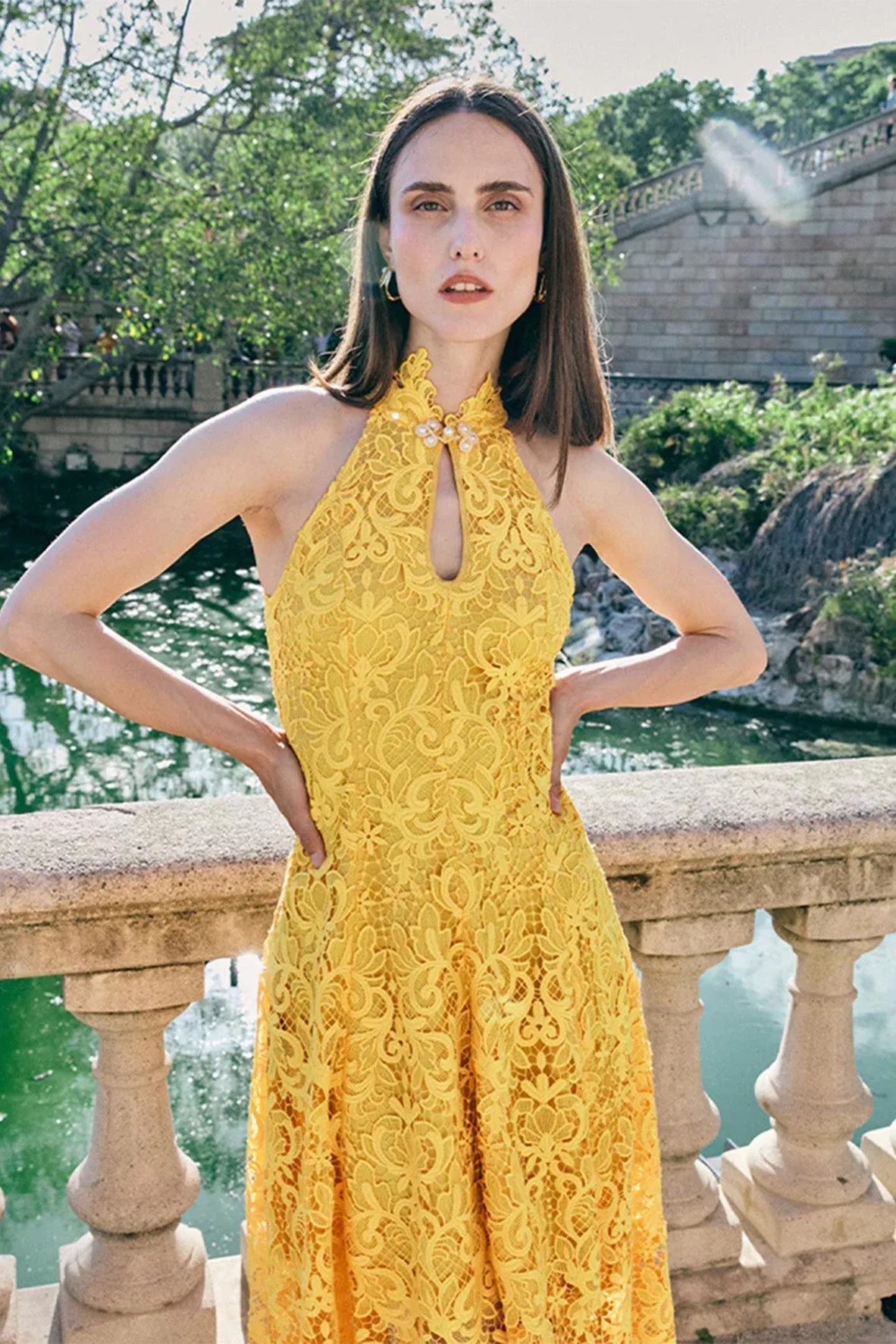 A-shape Silhouette Cheongsam In Yellow