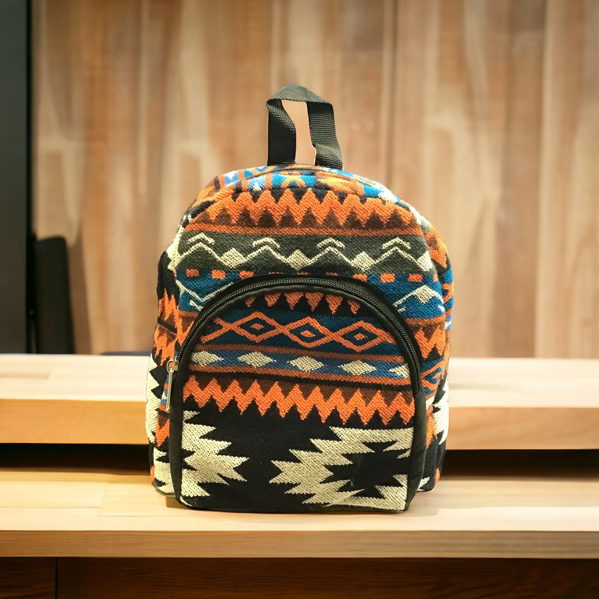 Black Native style Mini Backpack