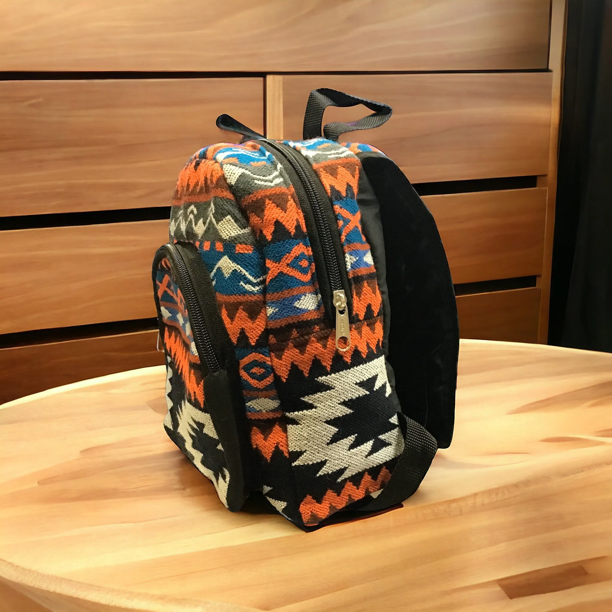 Black Native style Mini Backpack