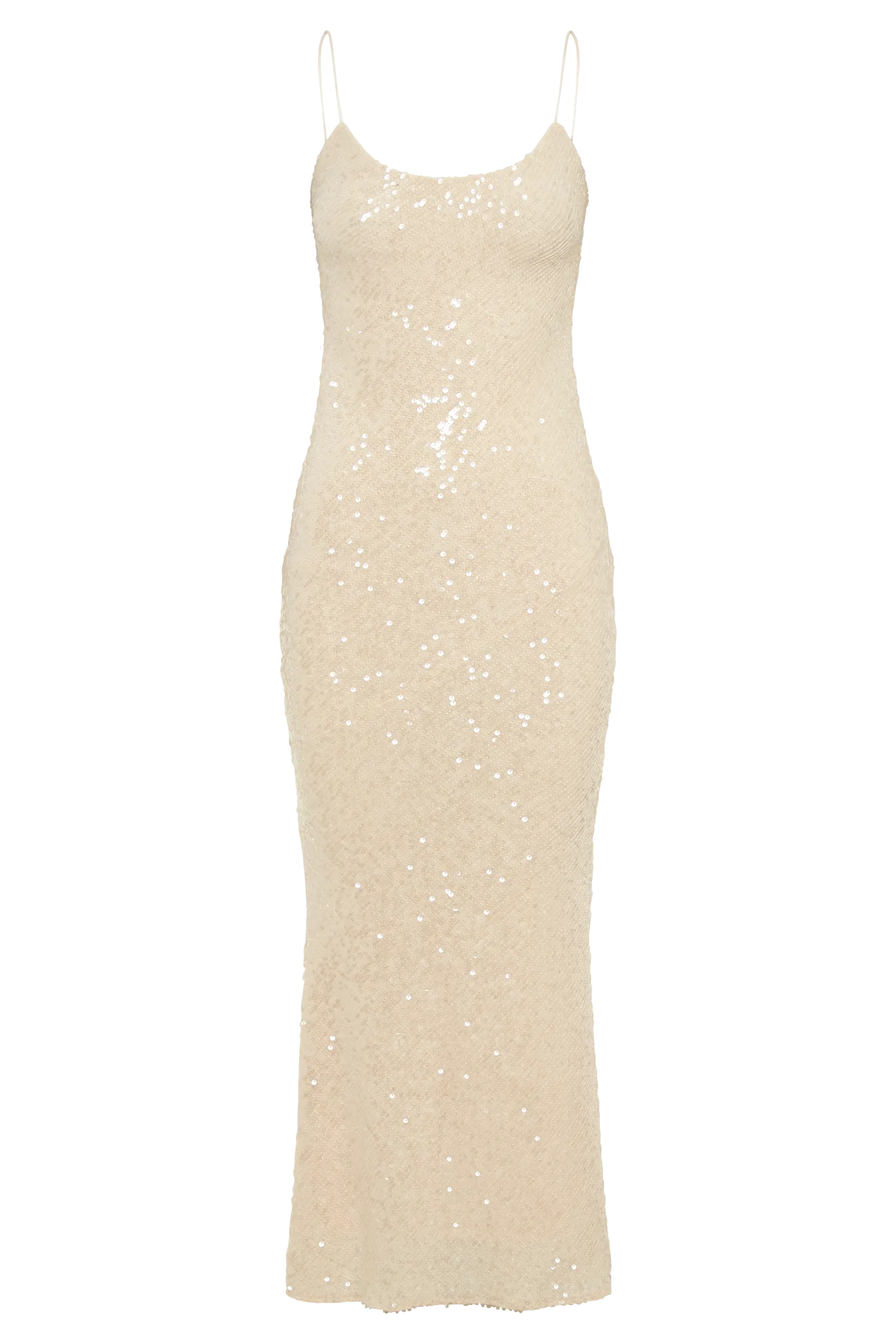 Brianna Sequin Maxi Dress - Cream