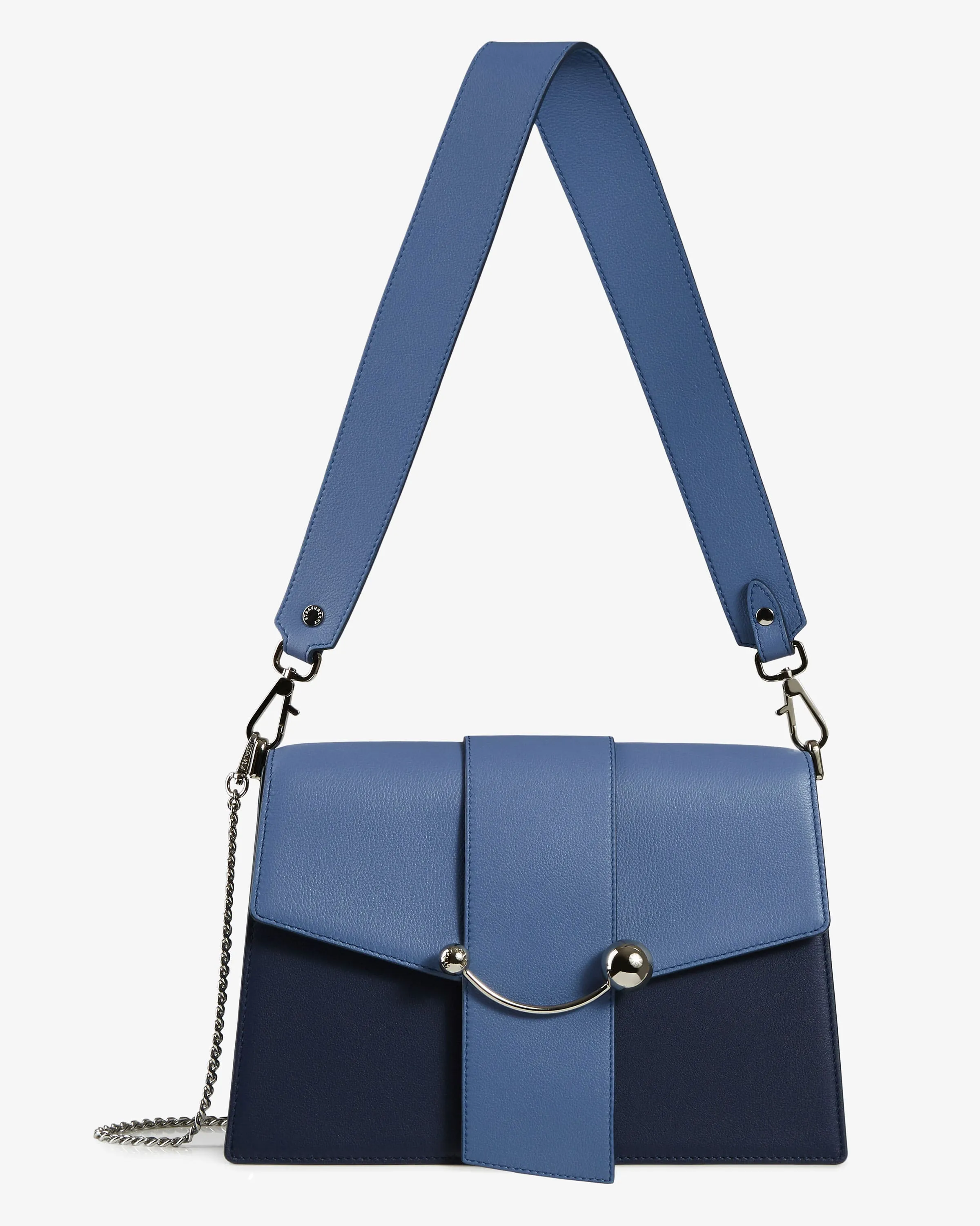 Crescent Shoulder - Navy/Sea Blue with Silver Hardware