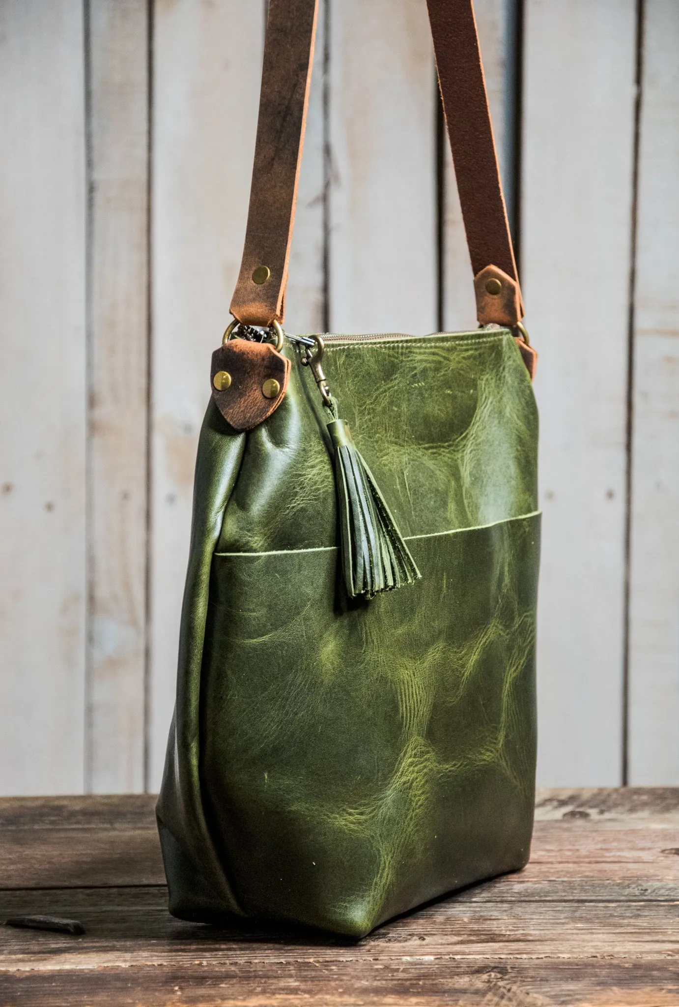 Flagship Original Marie Handmade Leather Tote Bag | Zipper Crossbody or Shoulder with Tassel