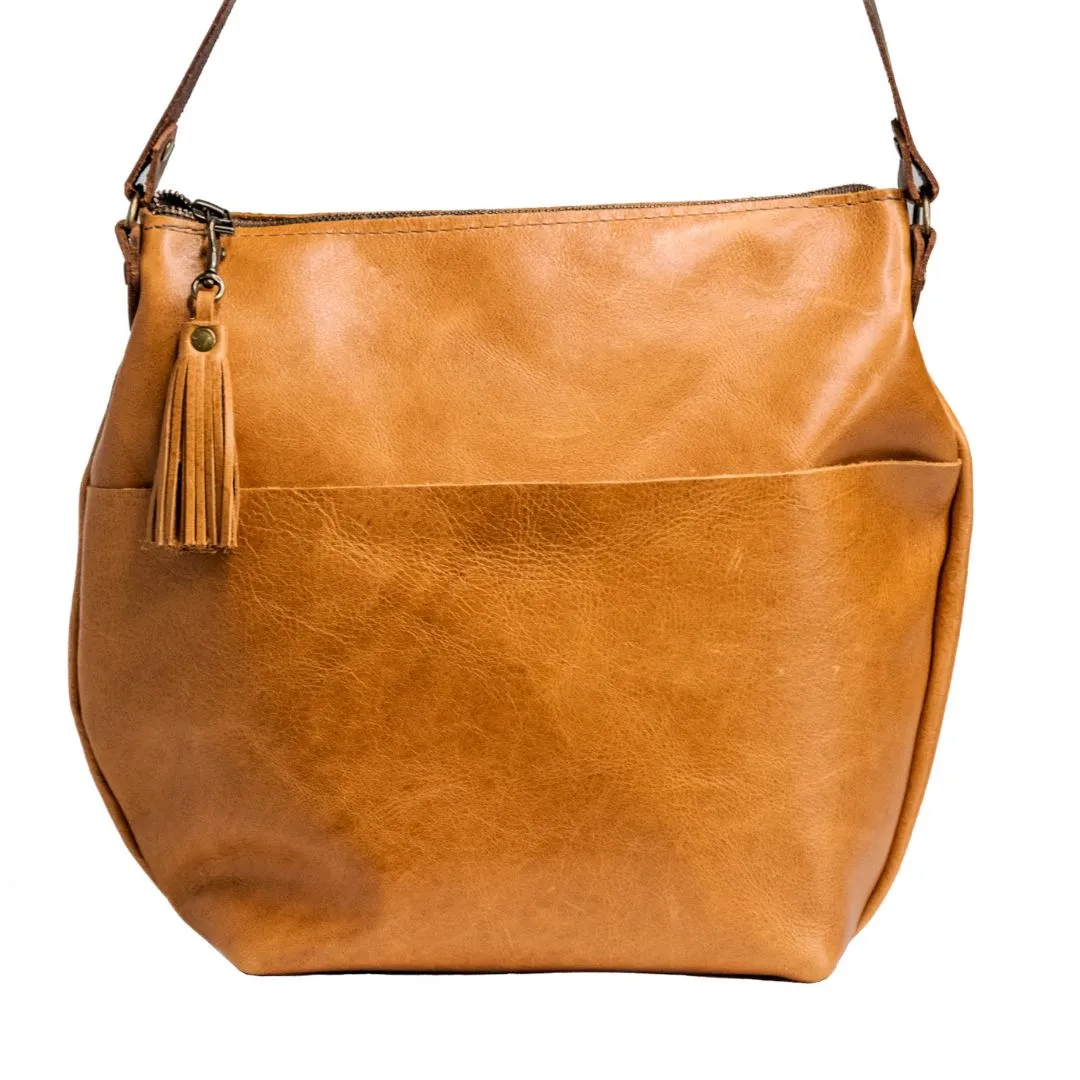 Flagship Original Marie Handmade Leather Tote Bag | Zipper Crossbody or Shoulder with Tassel