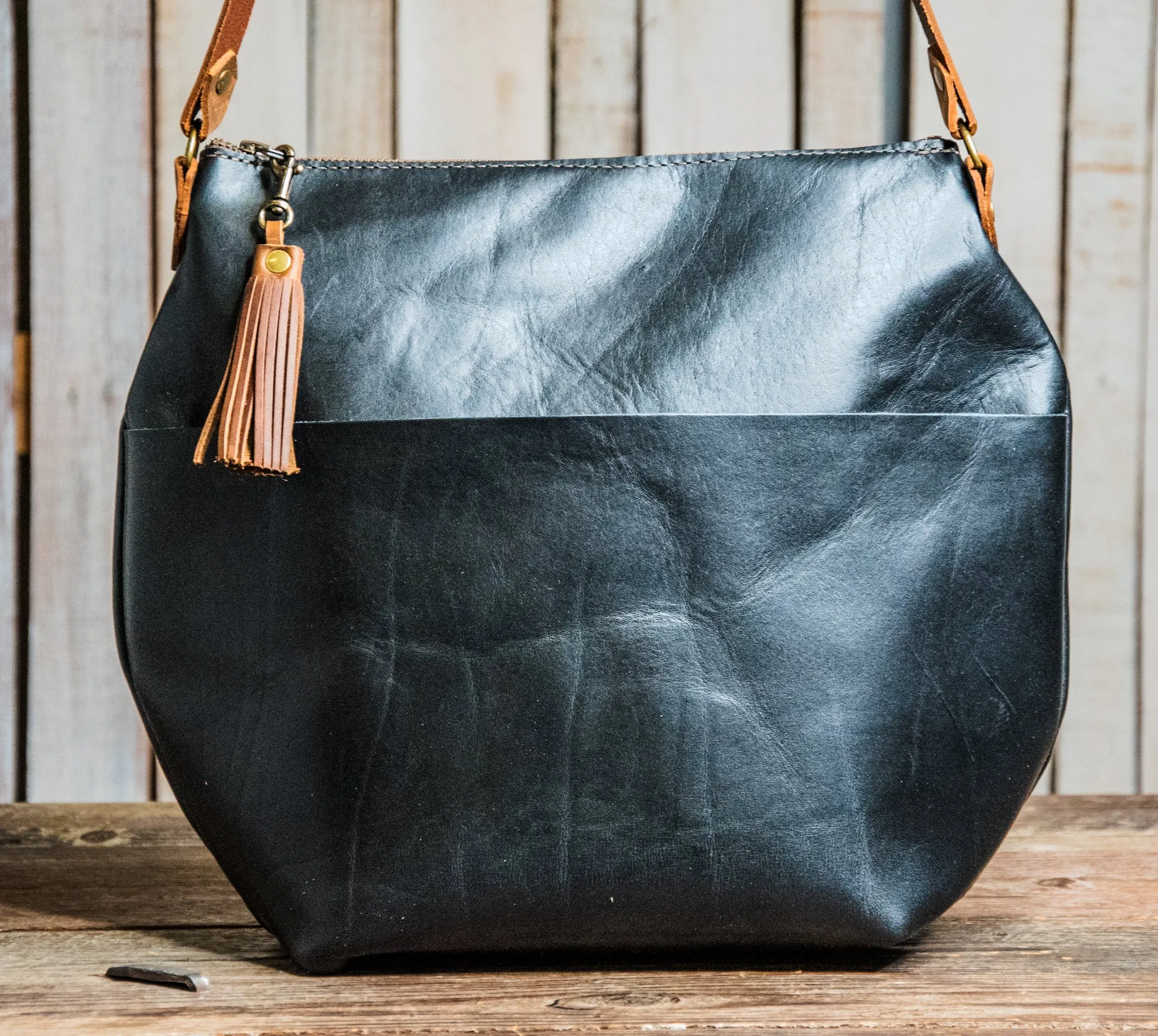 Flagship Original Marie Handmade Leather Tote Bag | Zipper Crossbody or Shoulder with Tassel