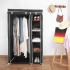 Generic Canvas Wardrobe Organizer Clothes Rail Shelves Storage Closet Double Short (Black), 55-56-57-58A