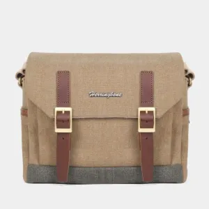 Herringbone Postman Messenger Camera Bag - Small Khaki