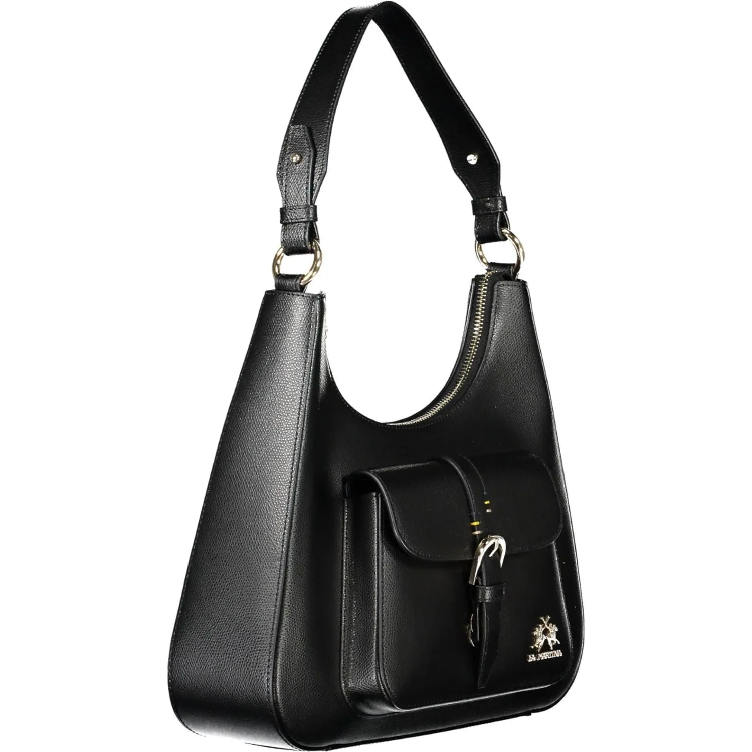 La Martina Black Leather Women Handbag