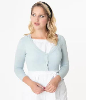 Light Blue Three-Quarter Sleeved Crop Cardigan