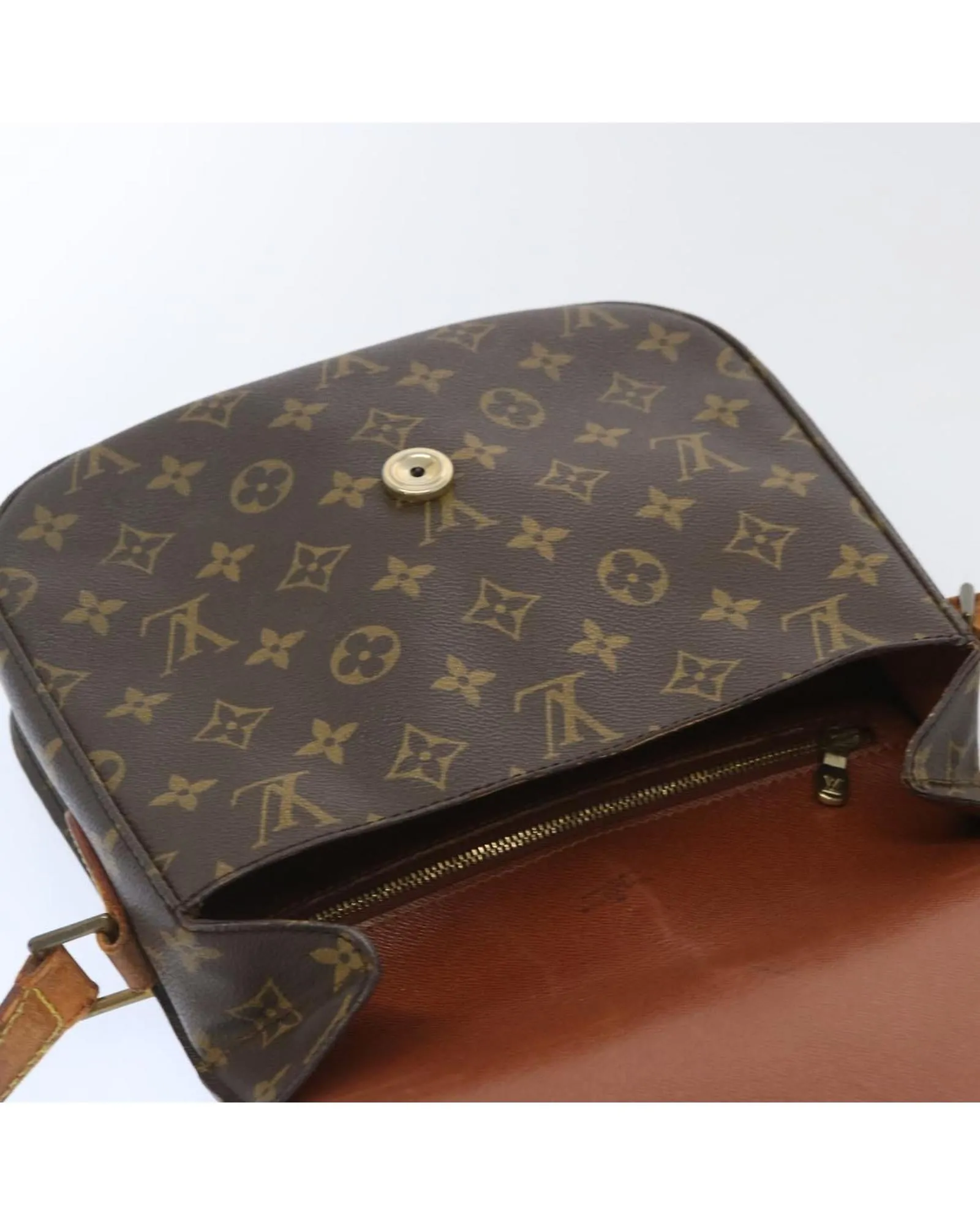 Monogram Shoulder Bag with Flap Closure