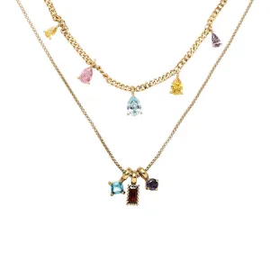 Multicolor CZ Chain Pendant Necklace