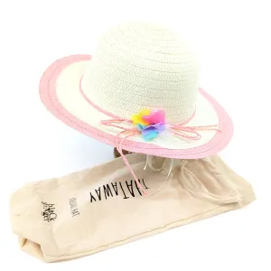 Pink Childrens Multicoloured Flower Foldable Hat