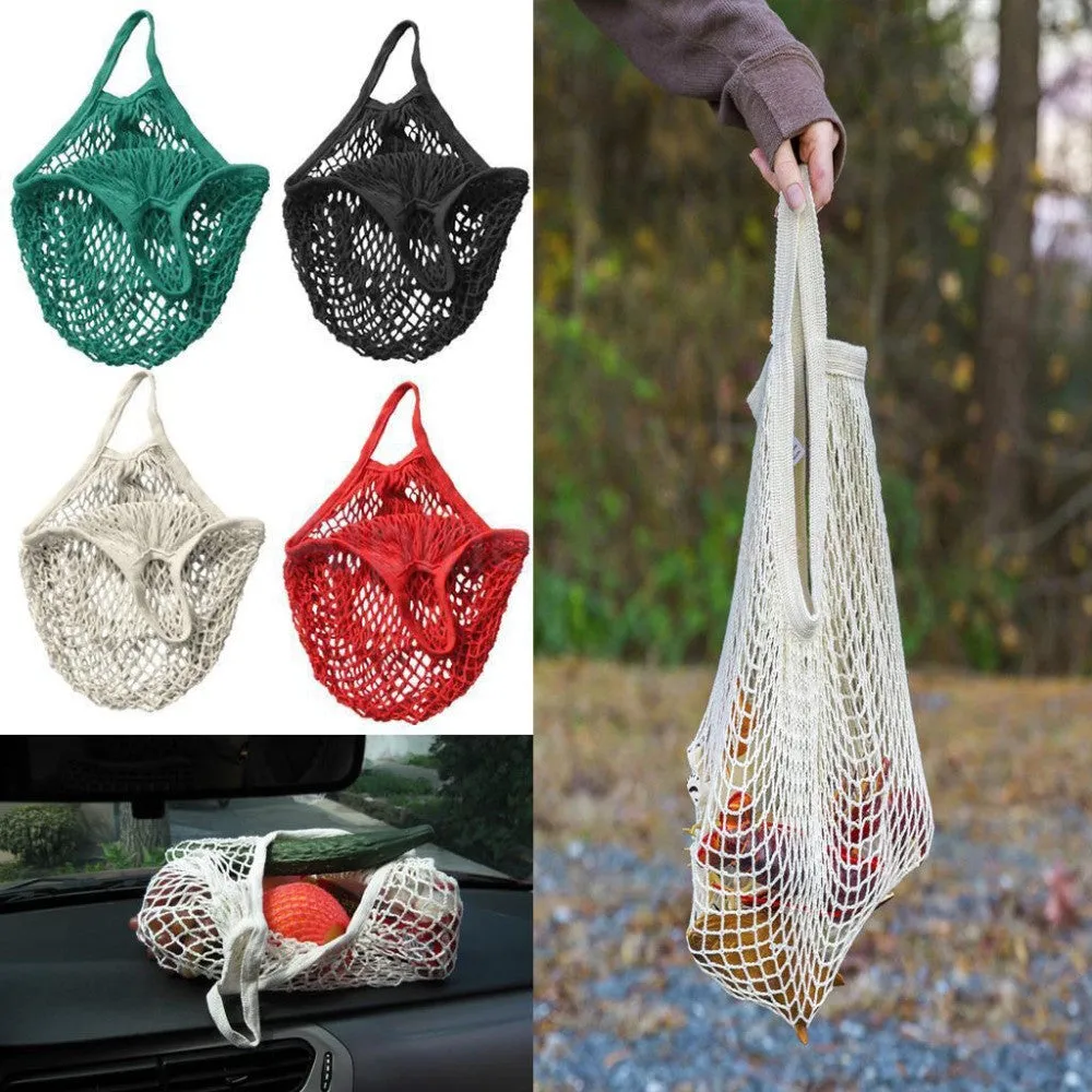 Reusable String Shopping Grocery Bag Shopper Tote Mesh Net Woven Cotton Bag