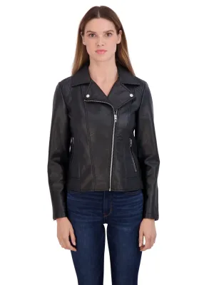 Sebby Collection Women's Faux Leather Biker Jacket