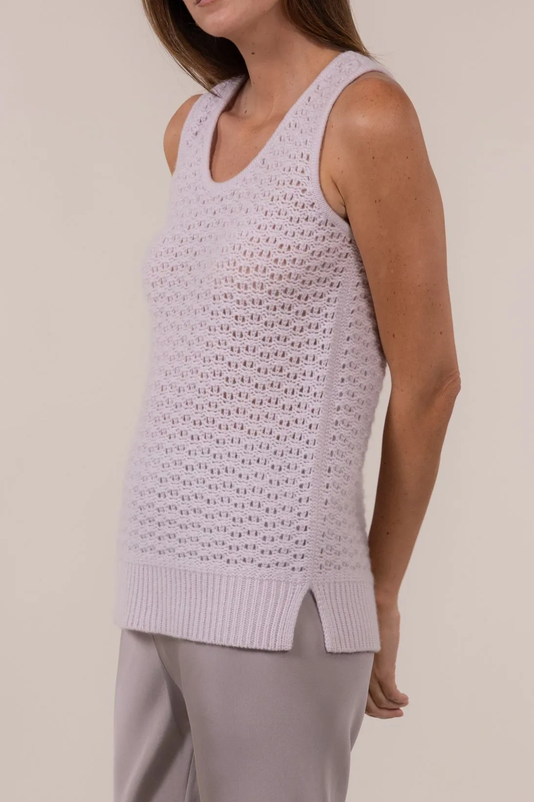 SUSTAINABLE CASHMERE OPEN WEAVE TANK