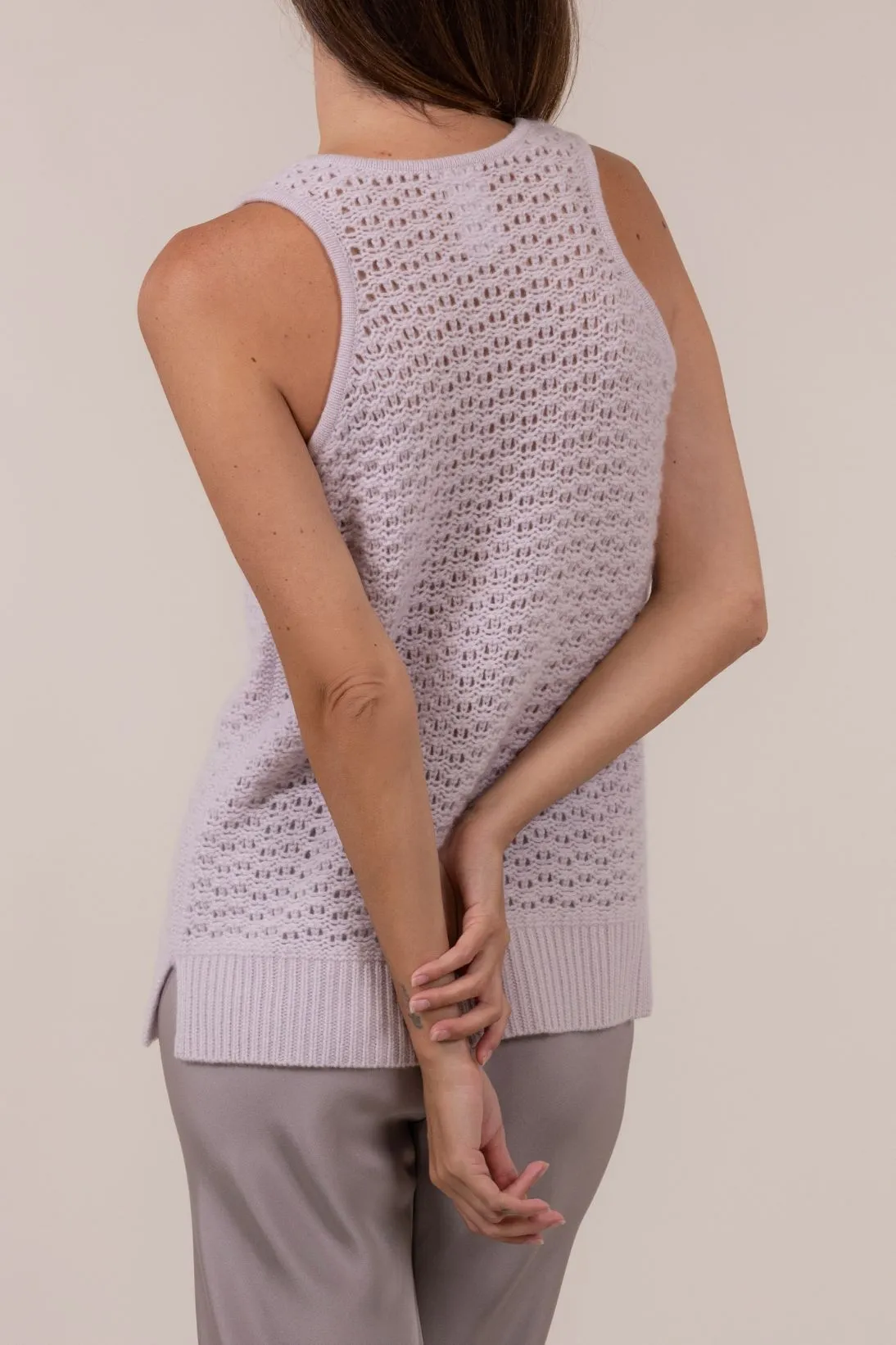 SUSTAINABLE CASHMERE OPEN WEAVE TANK